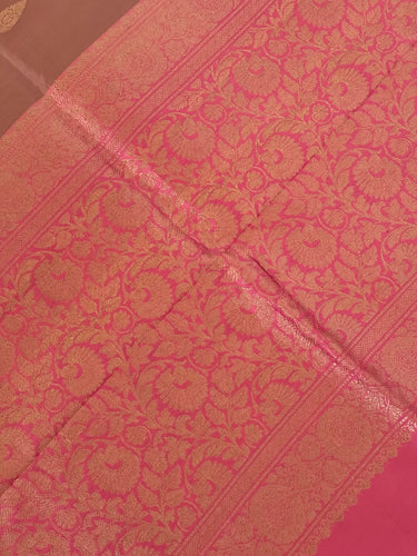 Banarasi Katan Pure Silk Saree | Pale Dusty Rose | Gold Zari | Handwoven | Silk Mark Certified | Ships from California